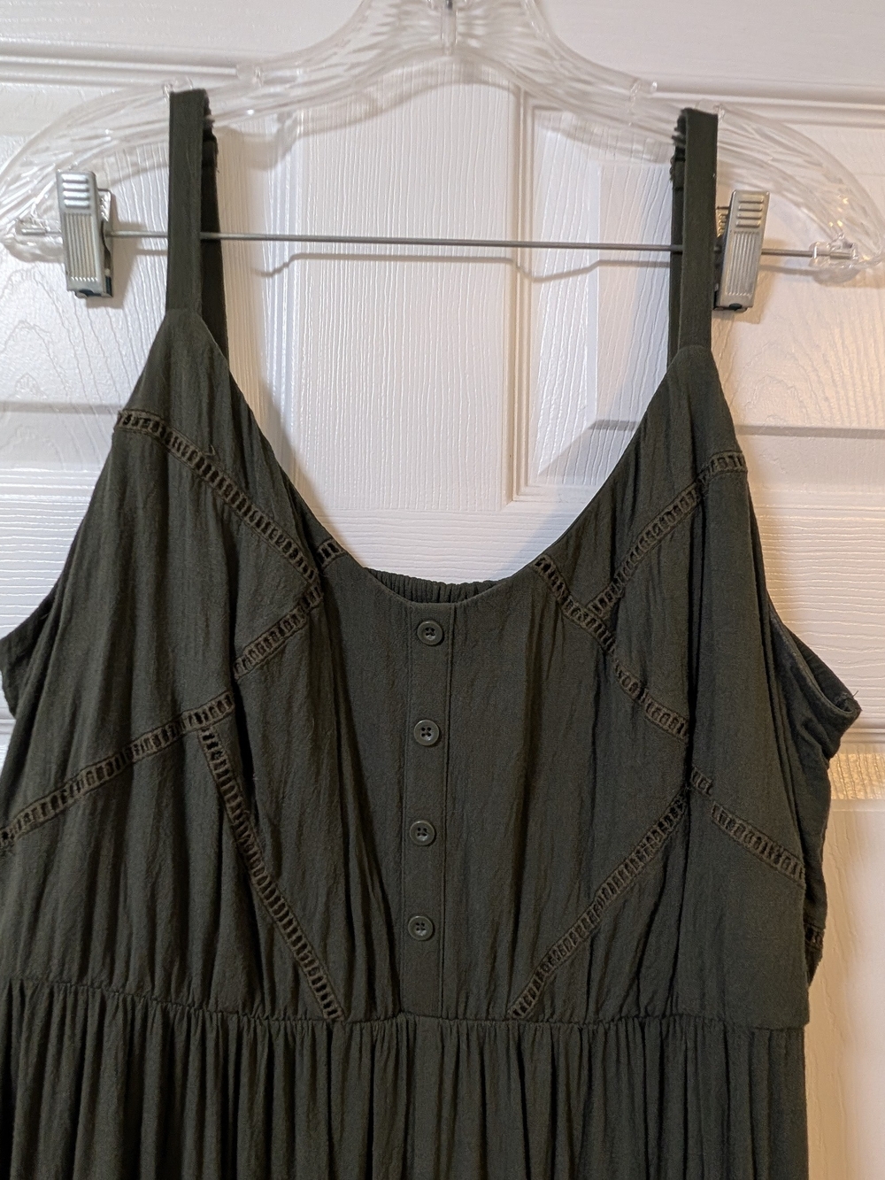 Torrid Size 2X (2) Olive Green Button Bodice Strappy Maxi Dress - Picture 4 of 11